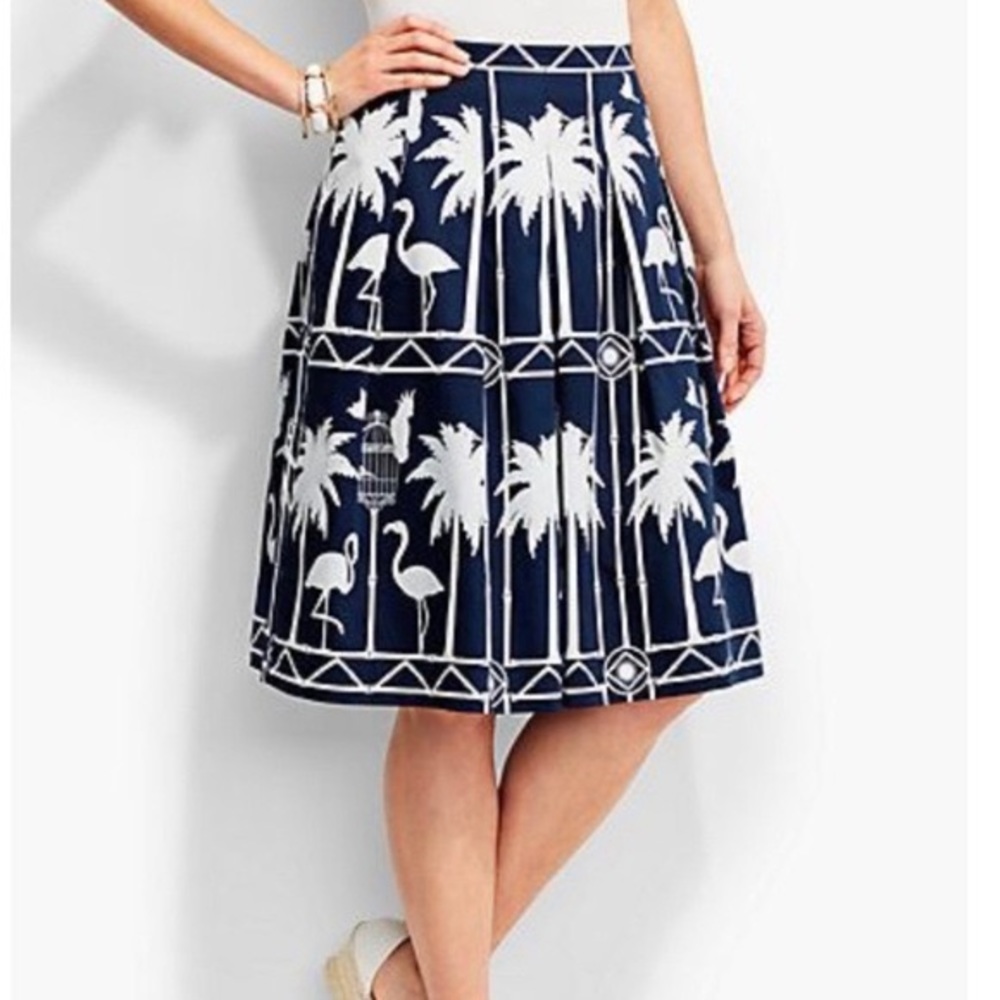🎉HPX2🎉 Talbots Pleated Navy Flamingo Palms Skirt